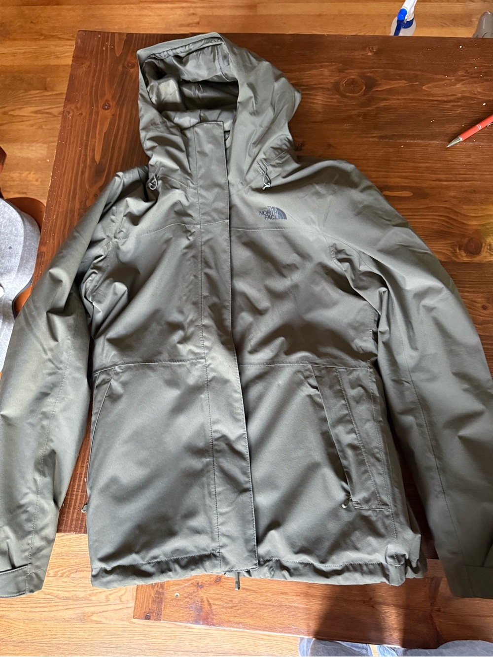The North Face Olive Green Hooded Rain Jacket